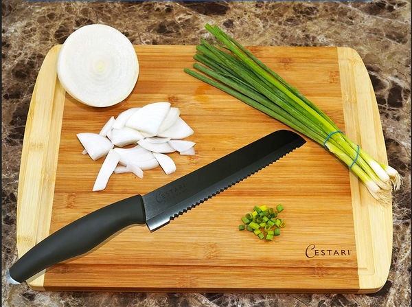 Organic Bamboo Cutting Board with Knife Sharpener