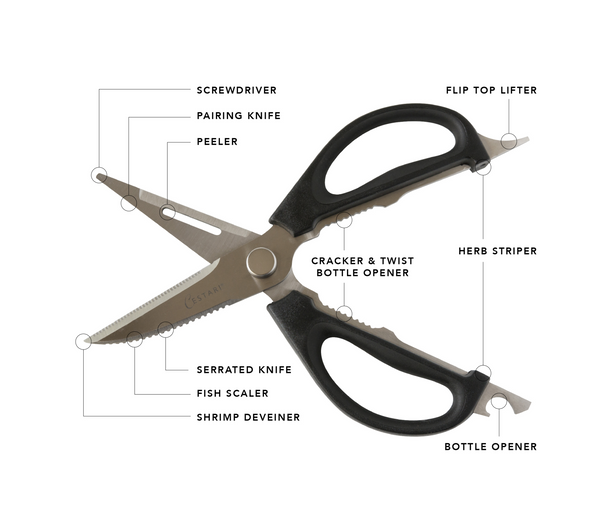 Kitchen Scissors: Patented Take-Apart Stainless Steel Utility Kitchen Shears with Soft Grip Comfort Handles | Heavy Duty Construction | Multi Purpose Cooking Scissor in Luxury Gift Box