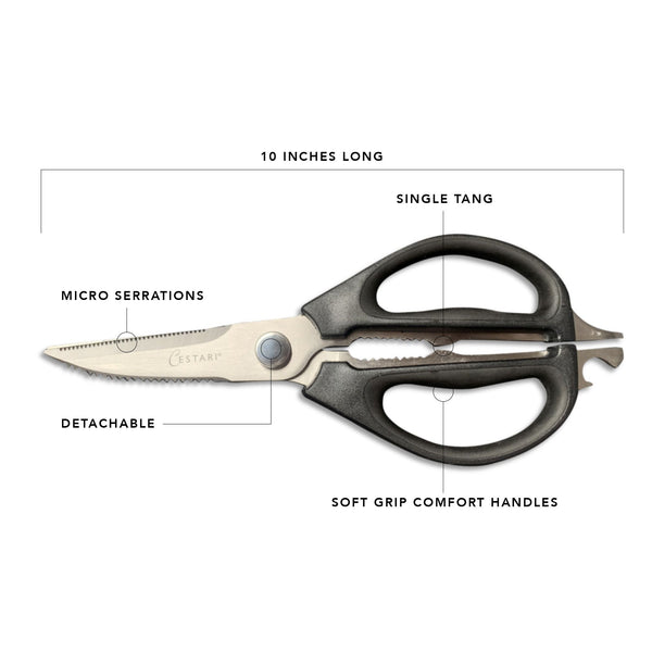 Kitchen Scissors: Patented Take-Apart Stainless Steel Utility Kitchen Shears with Soft Grip Comfort Handles | Heavy Duty Construction | Multi Purpose Cooking Scissor in Luxury Gift Box
