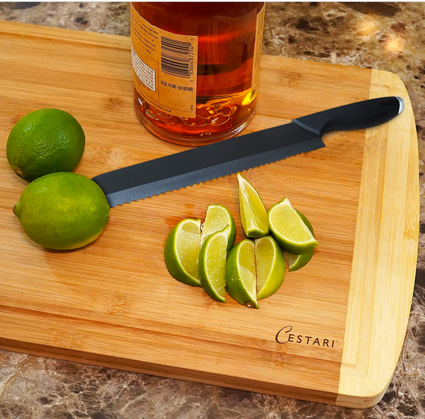 Cutting Boards: Organic Bamboo Cutting Board with Juice Grooves - Thick, Heavy Duty Wooden Butcher Block for Meat + Vegetables - Beautiful Serving Tray + Cheese Board - Ecofriendly (Large)