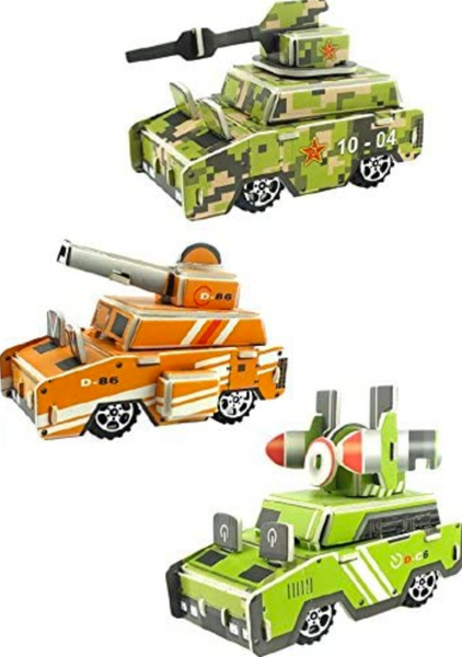 Cestari Toys Set of 3 Pull Back 3D Puzzle Vehicle Model Kit Assortment - Educational Assembly Toy Gift Party Favors