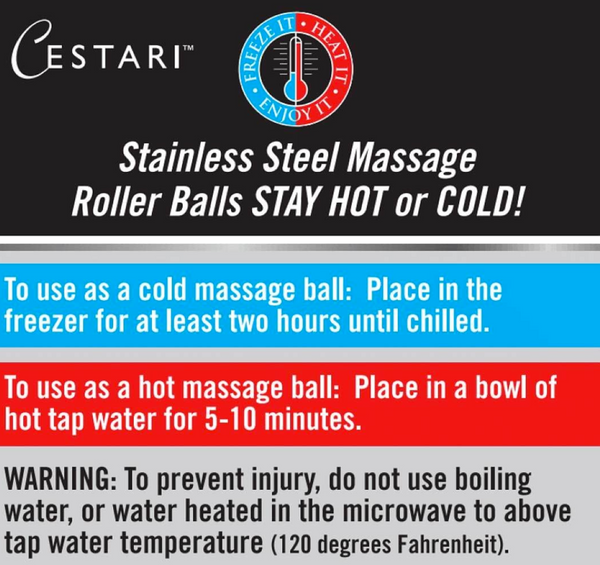 Massage Ball Hot Cold Roller Ball - Relieve Muscle Pain Fast - Stainless Steel Gel Balls for Heat or Ice Therapy-Feet Pain-Plantar Fasciitis-Back Ache 55mm