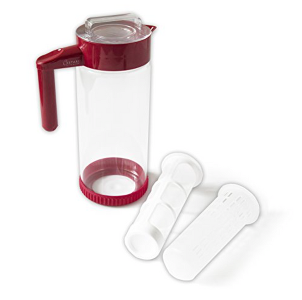Cold Brew Coffee Maker Set | BPA Free Fruit Infuser | Highest Quality Borosilcate for Hot and Cold Liquids | Infuse Iced Tea, Coffee, Water, Juice, Vodka, Tequila - Cestari Infuser , Red or White 44 ounces